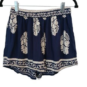 Lucky Brand Boho Pajama Shorts Size Large Fits Small Y2K Hippie Blue Flowy Rayon